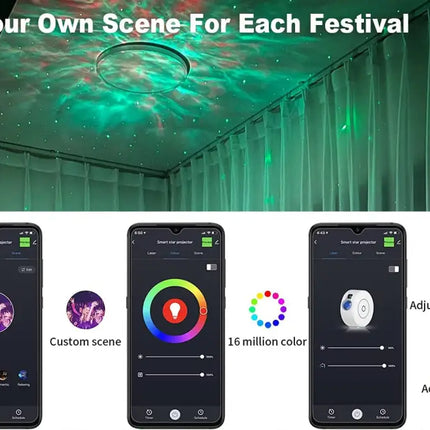 Smart home lighting system with Star Projector Galaxy Light connected to Alexa and Google Home