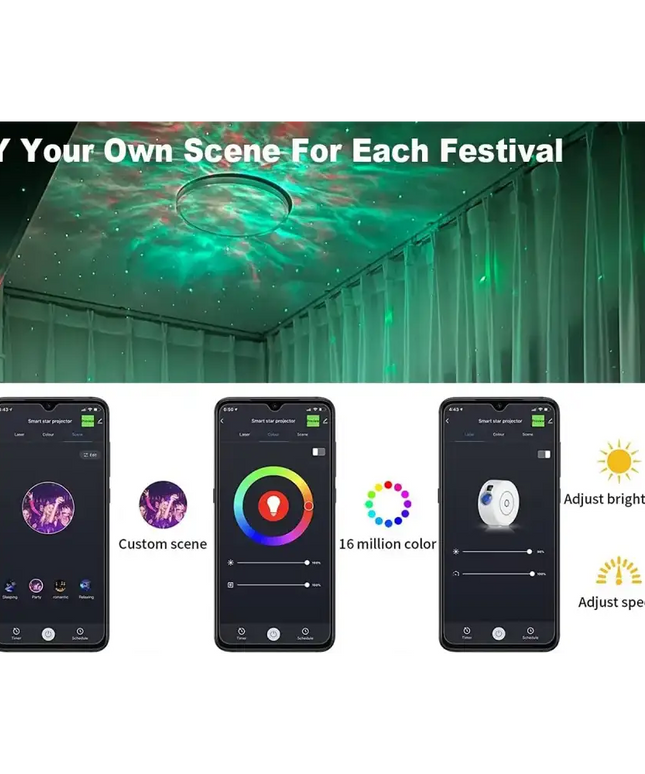 Smart home lighting system with Star Projector Galaxy Light connected to Alexa and Google Home