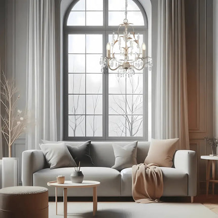 Stella 3 Light Crystal Pendant | Ivory & Brushed Gold Modern Chandelier