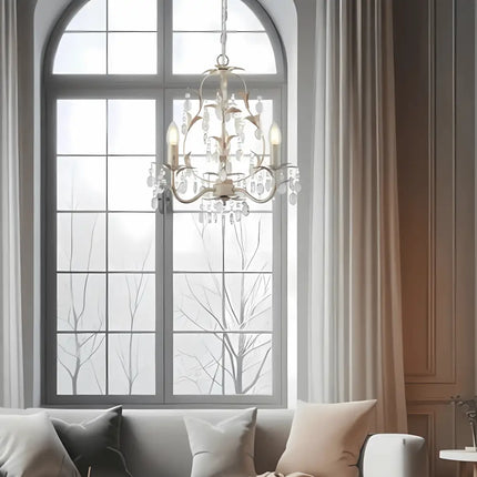 Stella 3 Light Crystal Pendant | Ivory & Brushed Gold Modern Chandelier