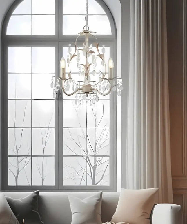 Stella 3 Light Crystal Pendant | Ivory & Brushed Gold Modern Chandelier