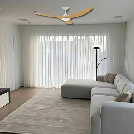 Domus Strike 48’’ DC Ceiling Fan with Remote Control | White Oak - Appliances > Fans > Ceiling Fans