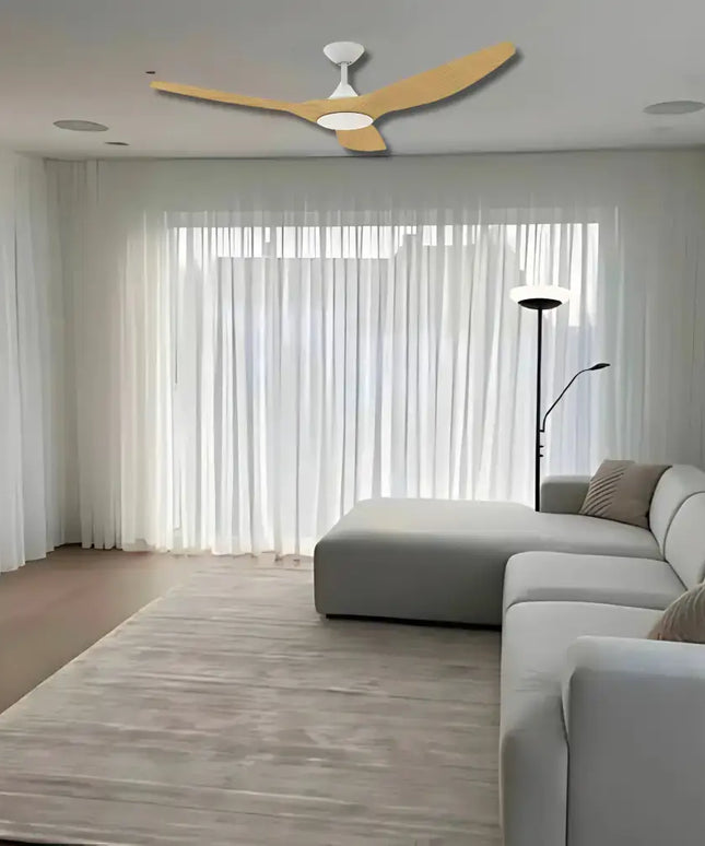 Domus Strike 48’’ DC Ceiling Fan with Remote Control | White Oak - Appliances > Fans > Ceiling Fans