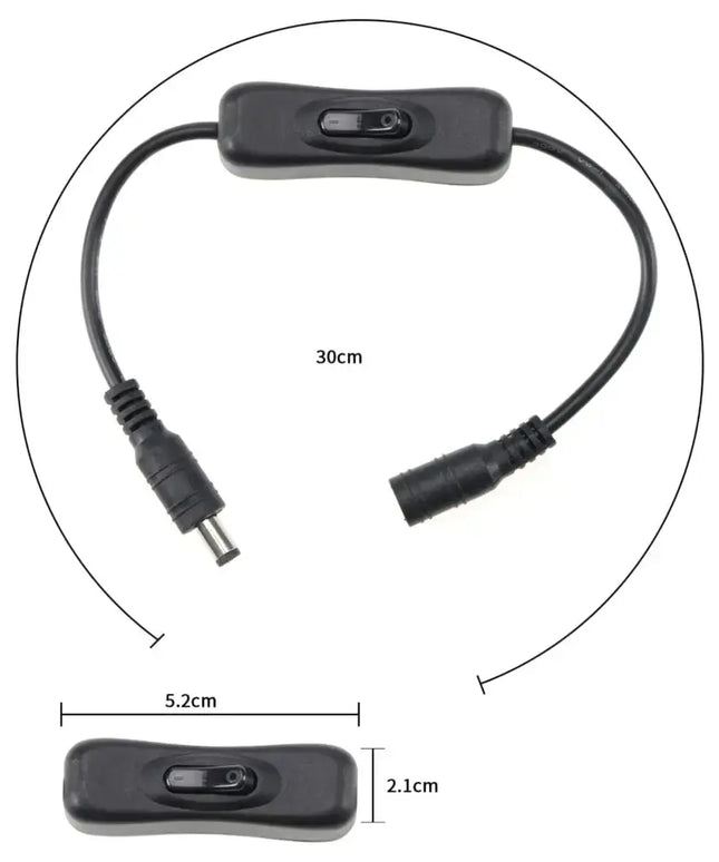 Strippy GlowBeam On/Off Switch | 12V LED Strip Light Male to Female Connector