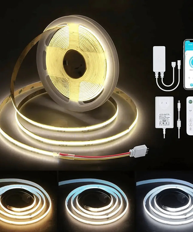 LumaFlexGlowFlex 3M COB LED Strip Light Kit: Dimmable Smart App & Remote Control - 3CCT - Home & Garden > Lighting