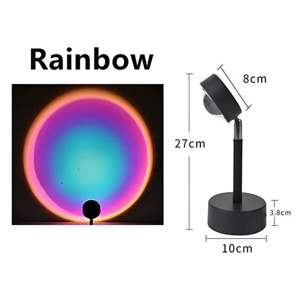 Sunset Lamp USB LED Light Projector with Rainbow projection and adjustable 180-degree rotation