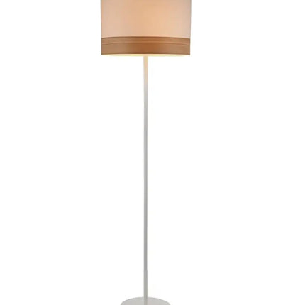 TAMBURA White Cloth Shade With Blonde Wood Trim Large Floor Lamp - TAMBURA11FL-Floor Lamps-CLA Lighting