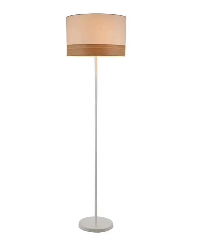 TAMBURA White Cloth Shade With Blonde Wood Trim Large Floor Lamp - TAMBURA11FL-Floor Lamps-CLA Lighting