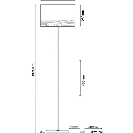 TAMBURA White Cloth Shade With Blonde Wood Trim Large Floor Lamp - TAMBURA11FL-Floor Lamps-CLA Lighting