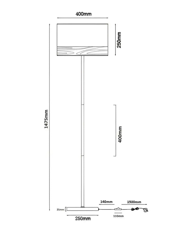 TAMBURA White Cloth Shade With Blonde Wood Trim Large Floor Lamp - TAMBURA11FL-Floor Lamps-CLA Lighting