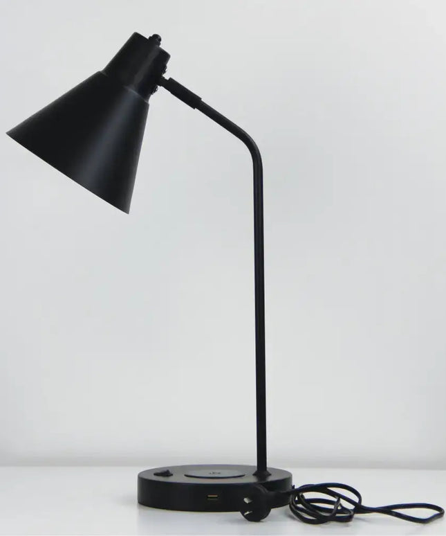Targa Desk Lamp Black With USB+-TABLE AND FLOOR LAMPS-Oriel