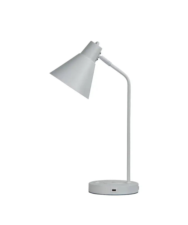 Targa Desk Lamp White With USB+-TABLE AND FLOOR LAMPS-Oriel