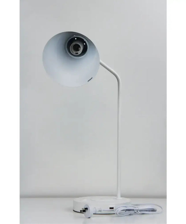 Targa Desk Lamp White With USB+-TABLE AND FLOOR LAMPS-Oriel