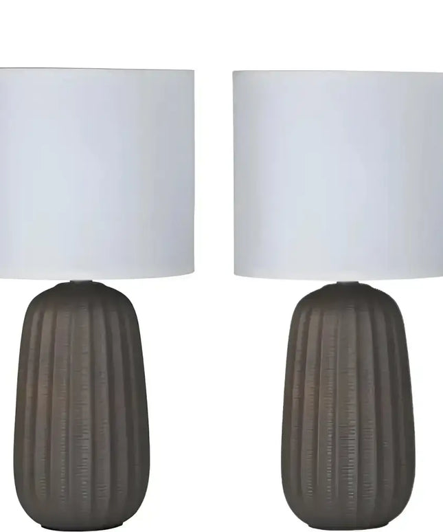Taupe Complete Table Lamp with LED Tri Colour bulb option-TABLE AND FLOOR LAMPS-Oriel