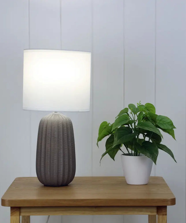 Taupe Complete Table Lamp with LED Tri Colour bulb option-TABLE AND FLOOR LAMPS-Oriel