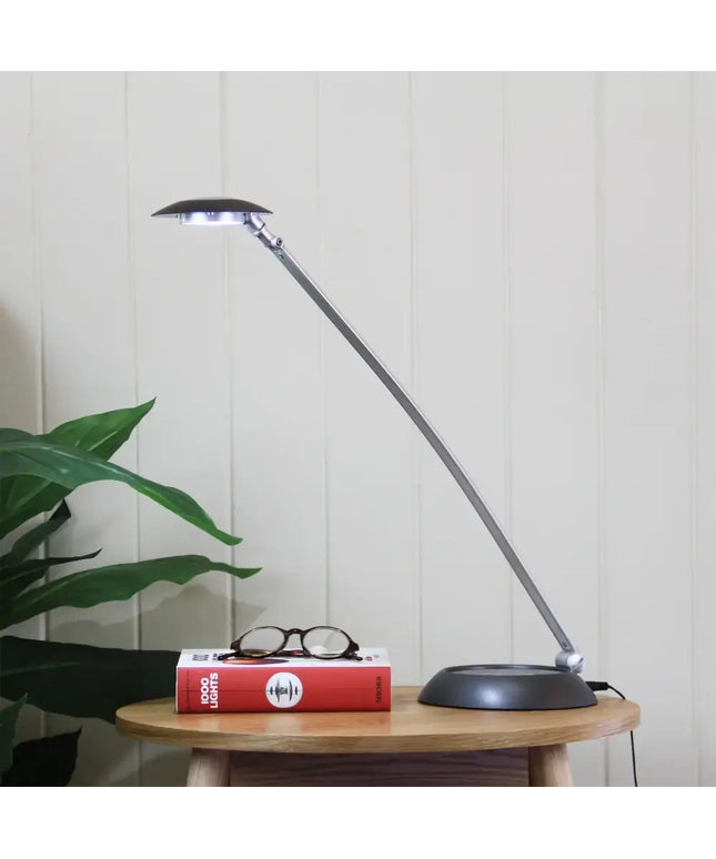 Techno 6w LED Desk Lamp Silver-TABLE AND FLOOR LAMPS-Oriel