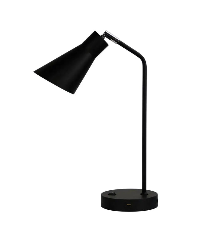 Thor Desk Lamp With USB Black-TABLE AND FLOOR LAMPS-Oriel