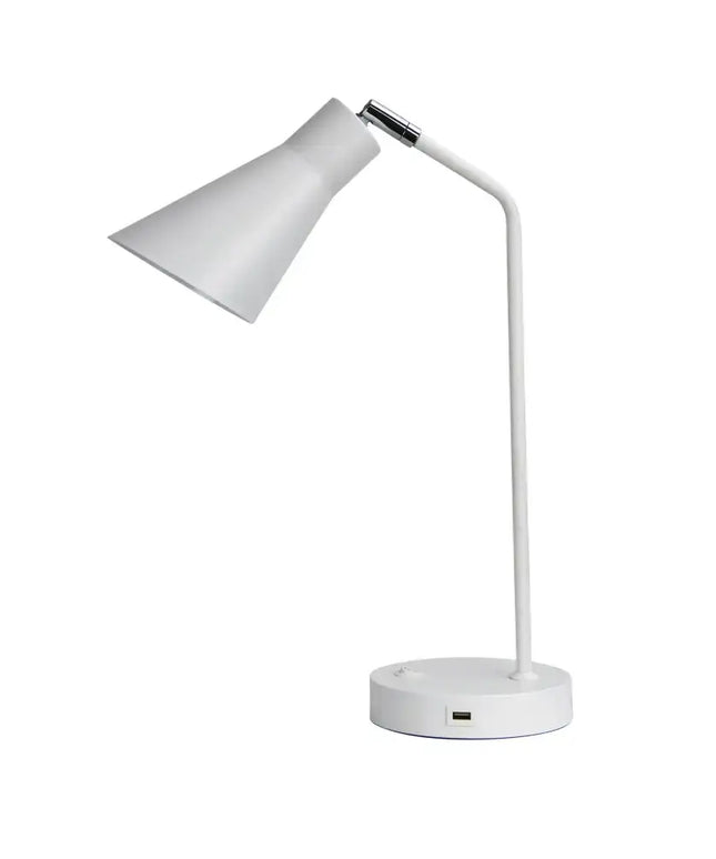 Thor Desk Lamp With USB White-TABLE AND FLOOR LAMPS-Oriel