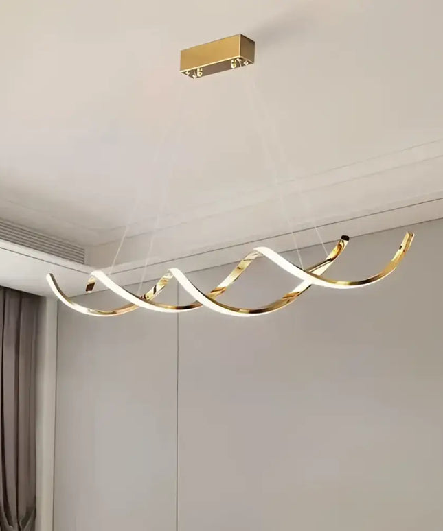 Modern gold wave chandelier from Tiffany Gold Pendant Light Adjustable LED product line