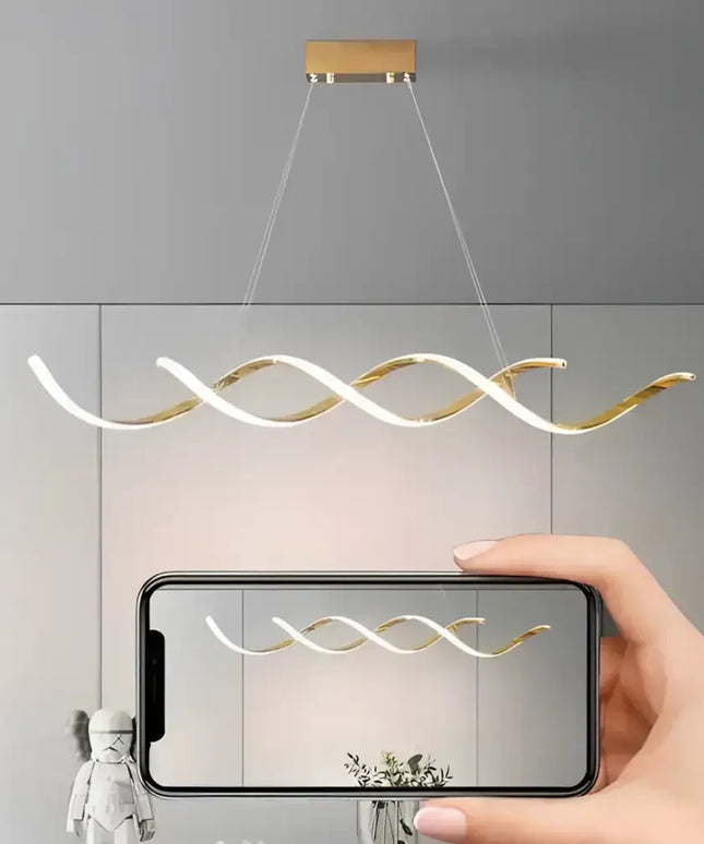 Modern spiral LED pendant light from Tiffany Gold Pendant Light Adjustable LED collection