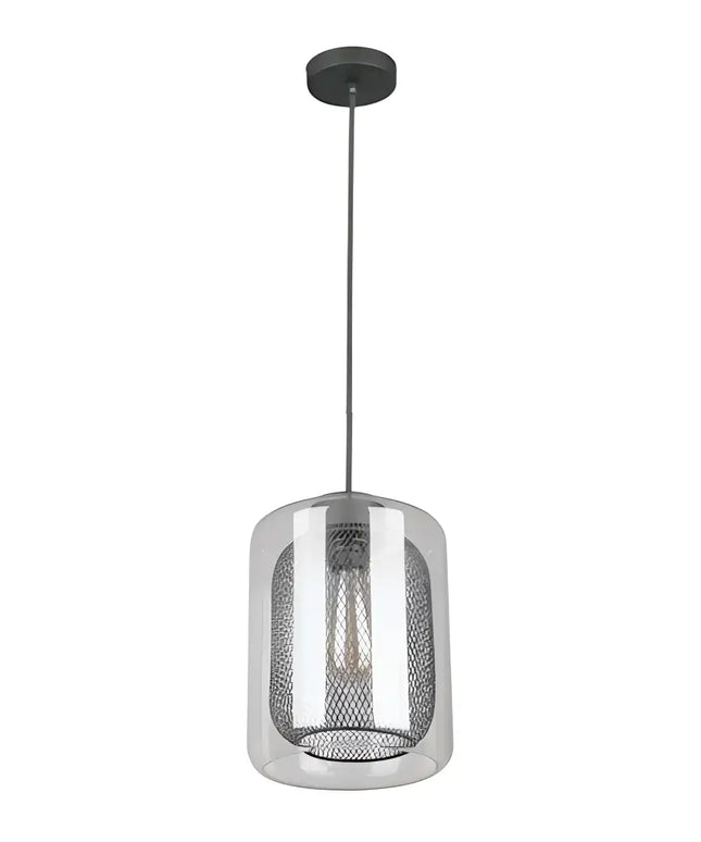 TONO Black Internal Mesh With Clear Glass 1 Light Pendant - TONO1-Pendant Lights-CLA Lighting