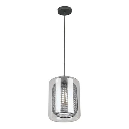 TONO Black Internal Mesh With Clear Glass 1 Light Pendant - TONO1-Pendant Lights-CLA Lighting