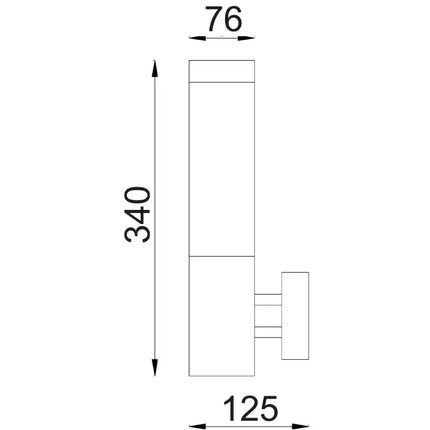 Torre Exterior Wall Light 304 Stainless Steel Black IP44 - TORRE1-Exterior Wall Lights-CLA Lighting