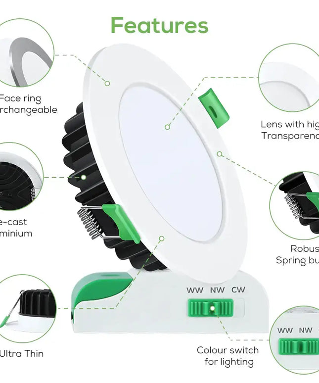 10W Tri-Colour Dimmable LED Downlight | 70mm Cut Out | Uluru Mini
