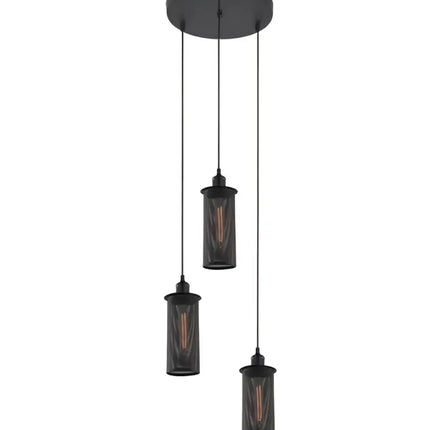 VENETO Black Mesh Decorative 3 Light Pendant - VENETO1X3BK-Cluster Pendants-CLA Lighting
