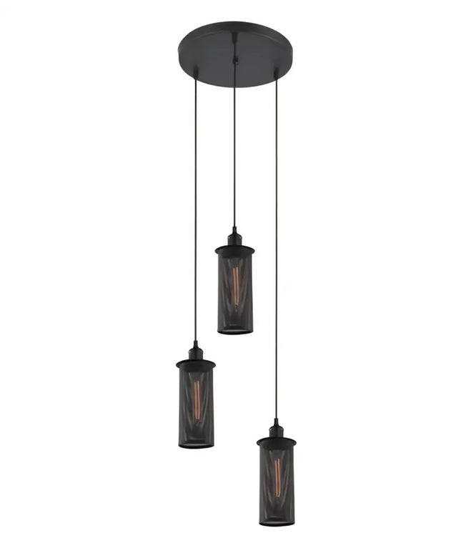 VENETO Black Mesh Decorative 3 Light Pendant - VENETO1X3BK-Cluster Pendants-CLA Lighting