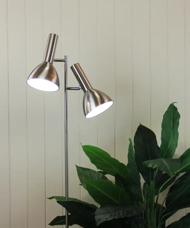 Vespa 2 Light Floor Lamp Brushed Chrome - SL98572BC-Floor Lamps-Oriel Lighting
