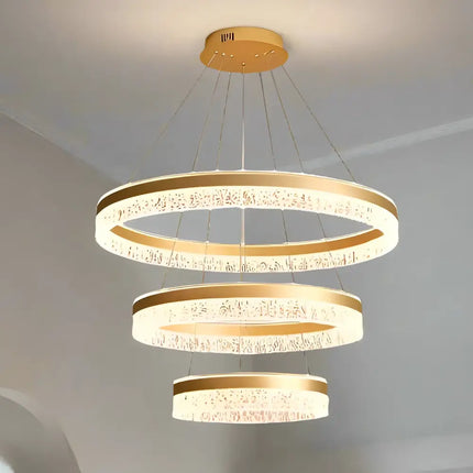 Gold and crystal three-tiered chandelier with LED water ripple effects in VICTORIA 180W design