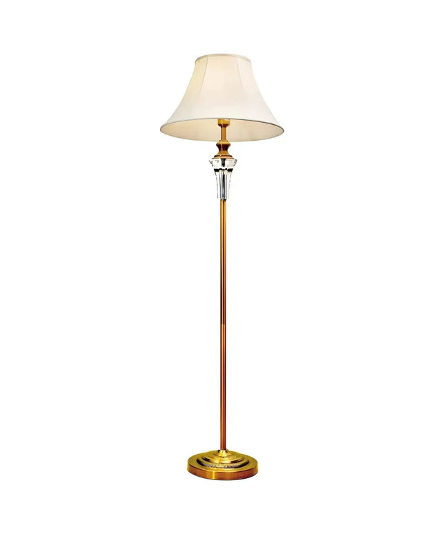 Vienna Crystal & Brass Floor Lamp with Fabric Shade - LL-27-0082-Floor Lamps-Lexi Lighting