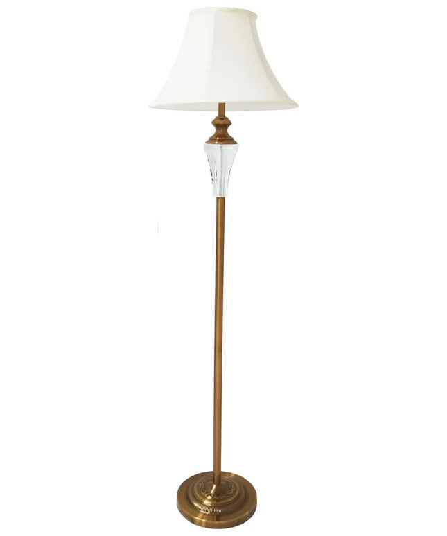 Vienna Crystal & Brass Floor Lamp with Fabric Shade - LL-27-0082-Floor Lamps-Lexi Lighting