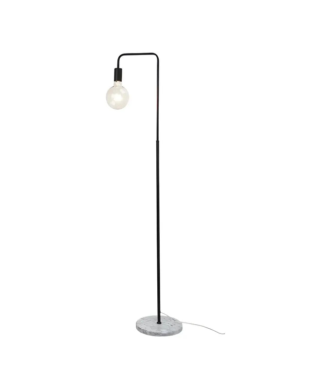 Ville 1 Light Floor Lamp Marble & Black - OL93733BK-Floor Lamps-Oriel Lighting