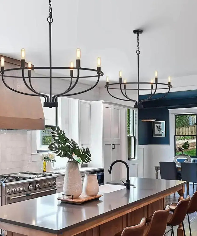 Vintage Candle Farmhouse Chandelier 6-light Black - Home & Garden > Lighting