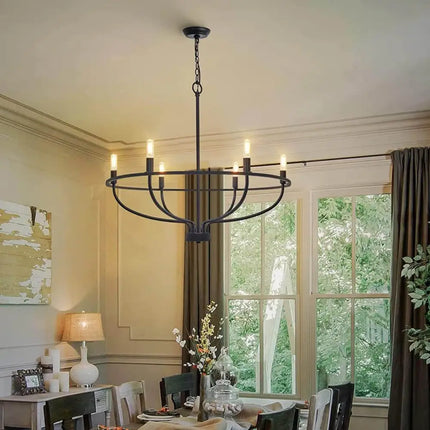 Vintage Candle Farmhouse Chandelier 6-light Black - Home & Garden > Lighting
