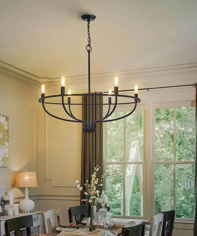 Vintage Candle Farmhouse Chandelier 6-light Black - Home & Garden > Lighting
