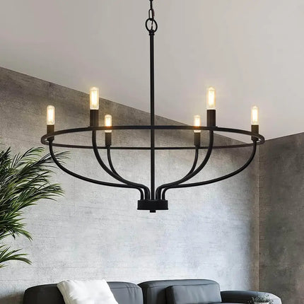 Vintage Candle Farmhouse Chandelier 6-light Black - Home & Garden > Lighting