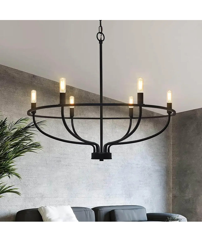 Vintage Candle Farmhouse Chandelier 6-light Black - Home & Garden > Lighting