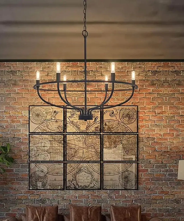 Vintage Candle Farmhouse Chandelier 6-light Black - Home & Garden > Lighting