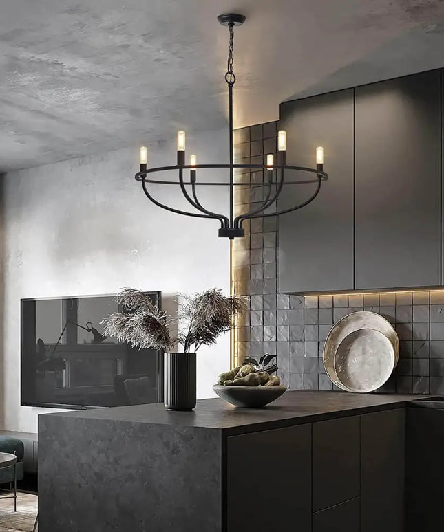 Vintage Candle Farmhouse Chandelier 6-light Black - Home & Garden > Lighting
