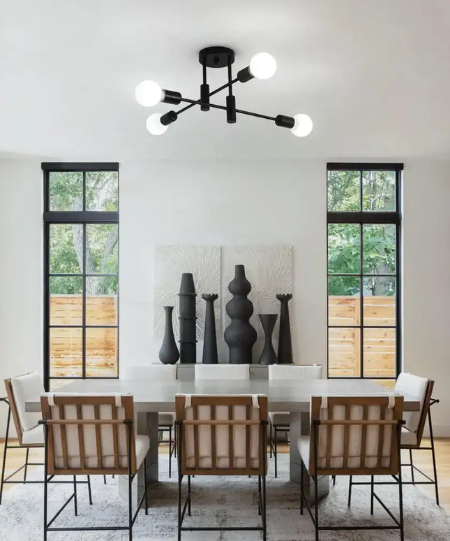 Black Sputnik-Style Ceiling Light from Voltaro 4-Light Modern Industrial Pendant