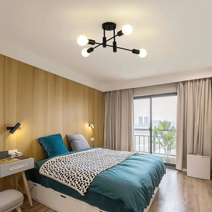 Black Sputnik-Style Ceiling Light from Voltaro 4-Light Modern Industrial Pendant