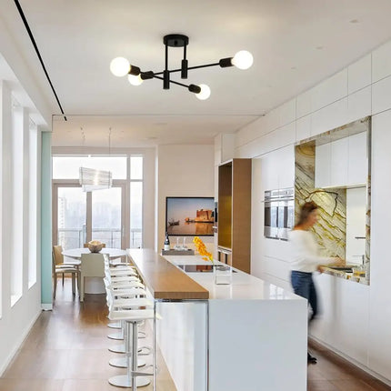 Black sputnik-style ceiling light from Voltaro 4-Light Modern Industrial Pendant fixture