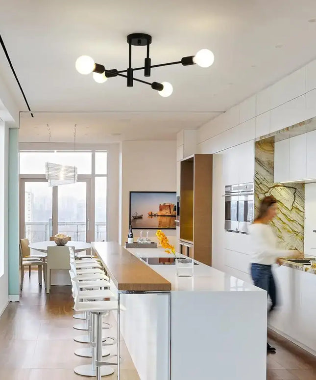 Black sputnik-style ceiling light from Voltaro 4-Light Modern Industrial Pendant fixture