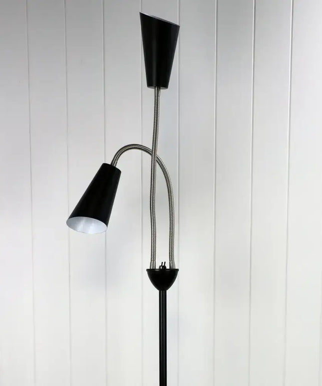 Walt 2 Light Floor Lamp Black & Brushed Chrome - SL98812BC-Floor Lamps-Oriel Lighting