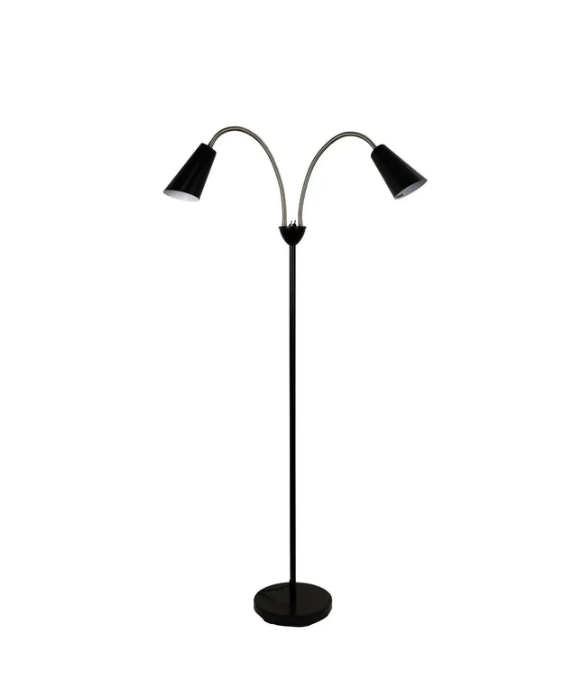 Walt 2 Light Floor Lamp Black & Brushed Chrome - SL98812BC-Floor Lamps-Oriel Lighting