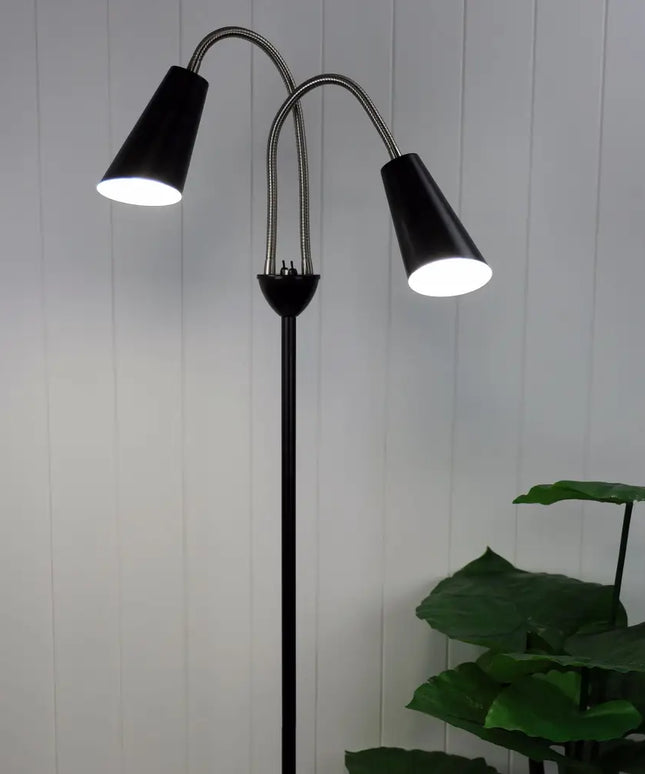 Walt 2 Light Floor Lamp Black & Brushed Chrome - SL98812BC-Floor Lamps-Oriel Lighting