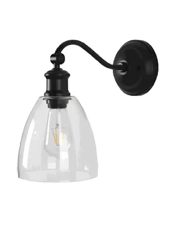 Warwick 1 Light Wall Light Black & Clear - OL69381BK-Wall Sconce-Oriel Lighting
